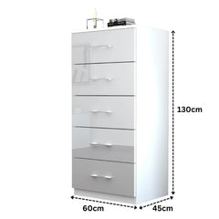 Riga 5 Drawers Chest | COLOR: White | SIZE: 60cm , 80cm 