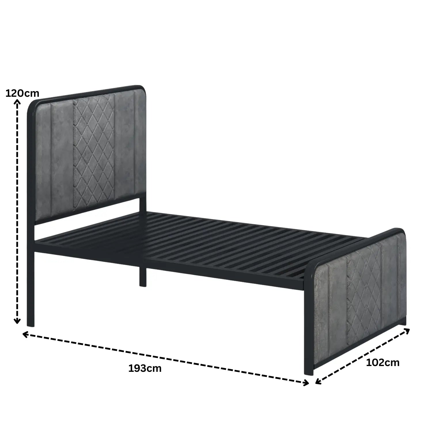 Swiss Metal Bed | COLOR: Gray | SIZE: Single, Small/Double, Double, King 