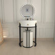 Round LED Mirror Dressing Table With Padded Stool