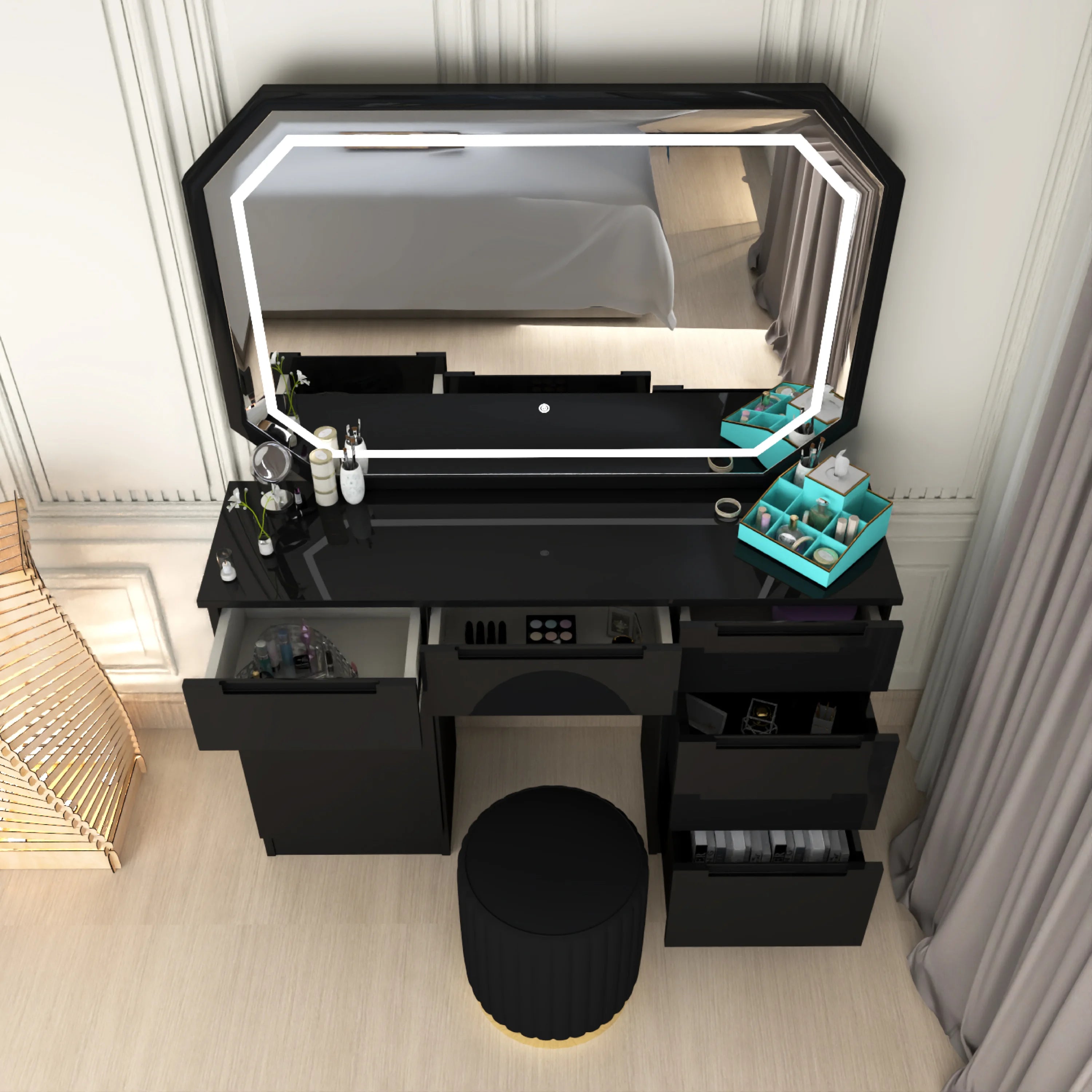 Octagon LED Mirror Dressing Table.