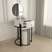 Round LED Mirror Dressing Table With Padded Stool