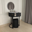 Round LED Mirror Dressing Table With Padded Stool