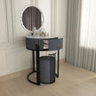 Round LED Mirror Dressing Table With Padded Stool