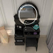 Oval LED Mirror Dressing Table With Padded Stool