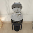 Round LED Mirror Dressing Table With Padded Stool