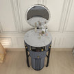 Round LED Mirror Dressing Table With Padded Stool