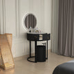 Round LED Mirror Dressing Table With Padded Stool