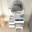 Oval LED Mirror Dressing Table With Padded Stool