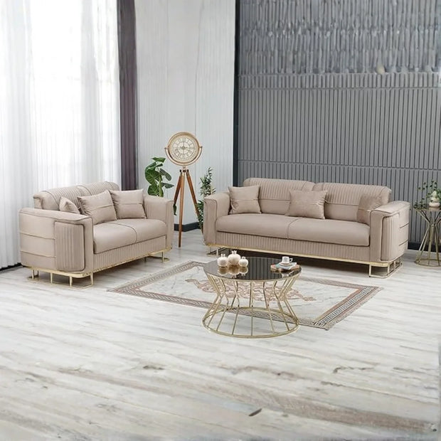 Modern Plush Velvet Sofa Set .