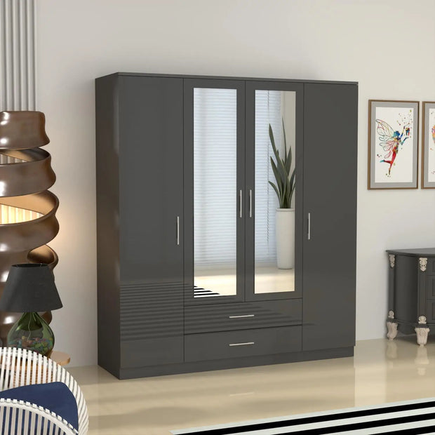 Verona 4 Doors Wardrobe | COLOR: Dark Gray | SIZE: 160cm , 180cm