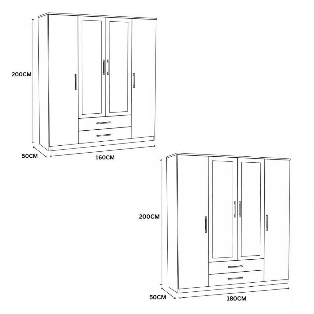 Verona 4 Door Wardrobe Dimensions & Specs