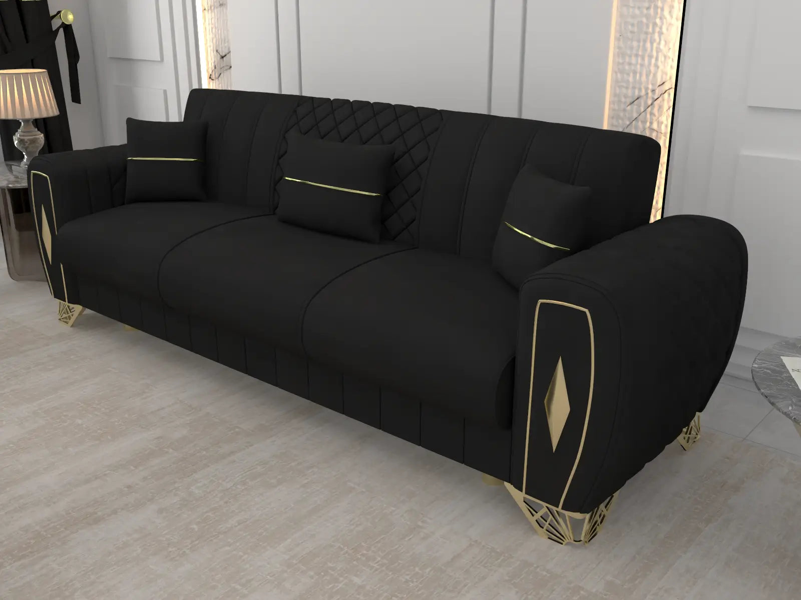 Black 3 Seater