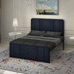 Elegant Channel-Tufted Upholstered Metal Bed.