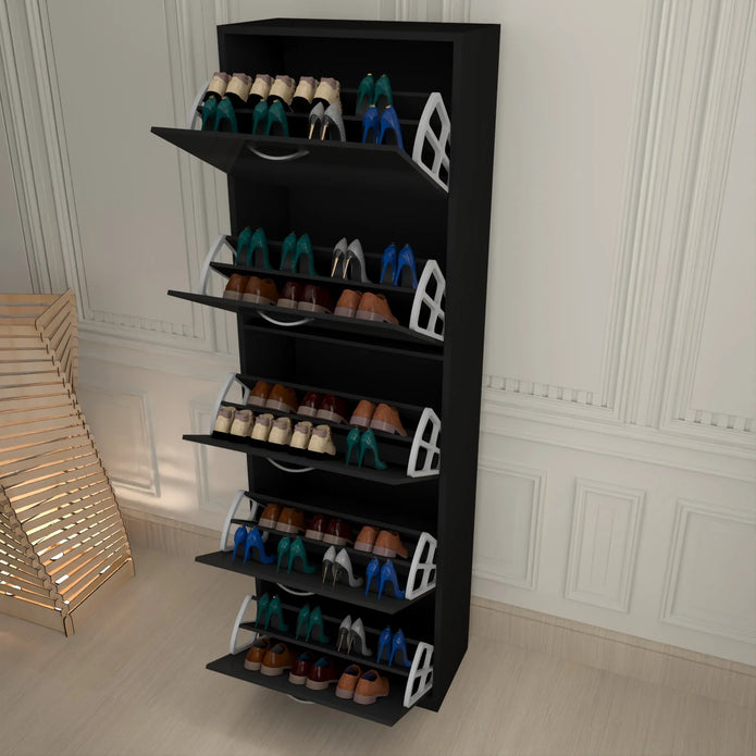 5 Tier Glossy Shoe Cabinet