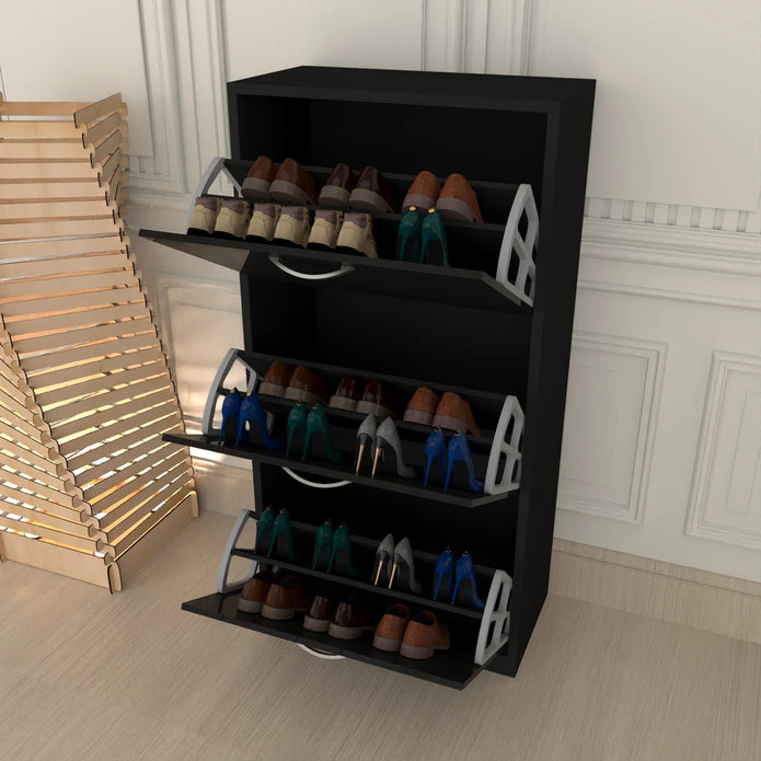 3 Tier Glossy Shoe Cabinet