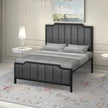 Modern Vertical Panel Upholstered Metal Bed Frame.