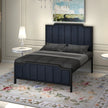 Modern Vertical Panel Upholstered Metal Bed Frame.
