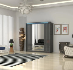 Porto 2 Doors Wardrobe | COLOR: Dark Grey | SIZE: 165cm