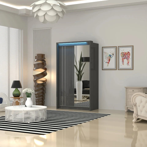Porto 2 Doors Wardrobe | COLOR: Dark Grey | SIZE: 125cm , 165cm