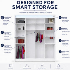 Porto 2 Doors Wardrobe | COLOR: White | SIZE: 125cm , 165cm