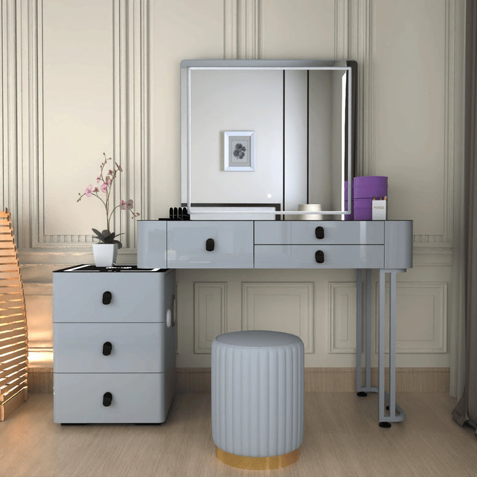 Modern LED Mirror Vanity Table With Drawers