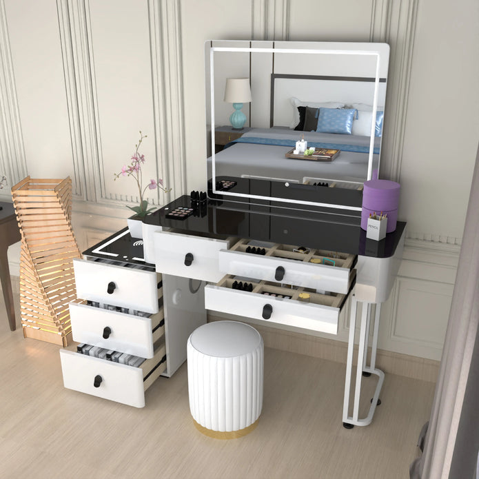 Modern LED Mirror Vanity Table With Drawers