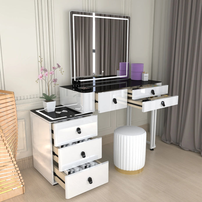 Modern LED Mirror Vanity Table With Drawers