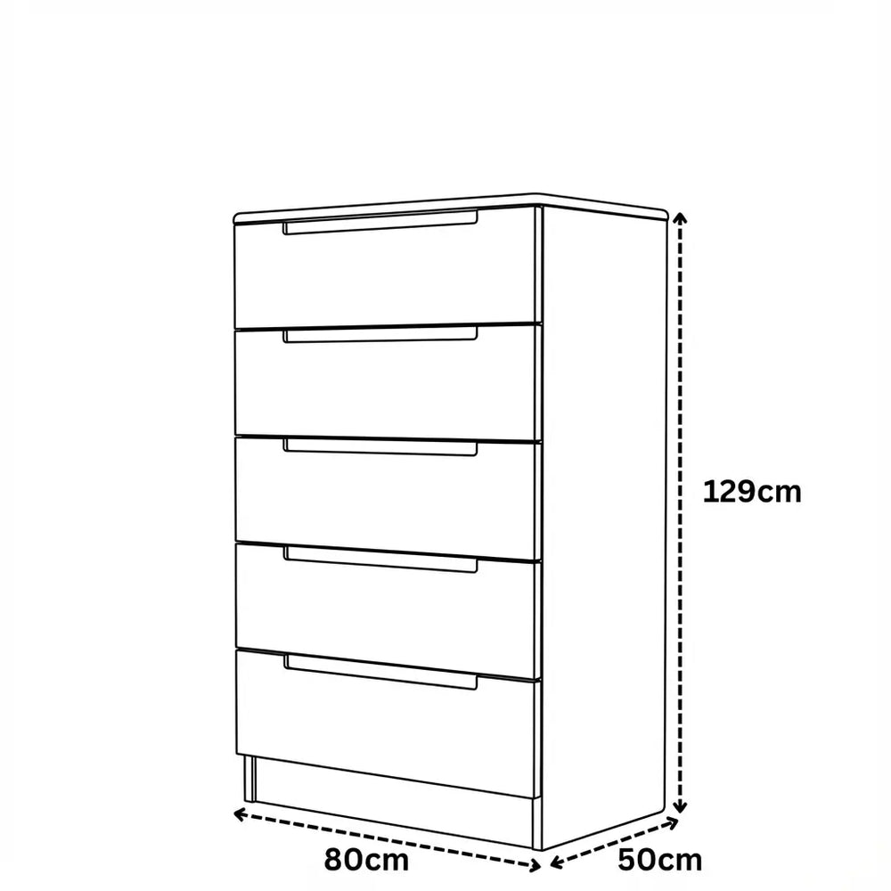 Amalfi 5 Drawer Chest Dimensions & Specs