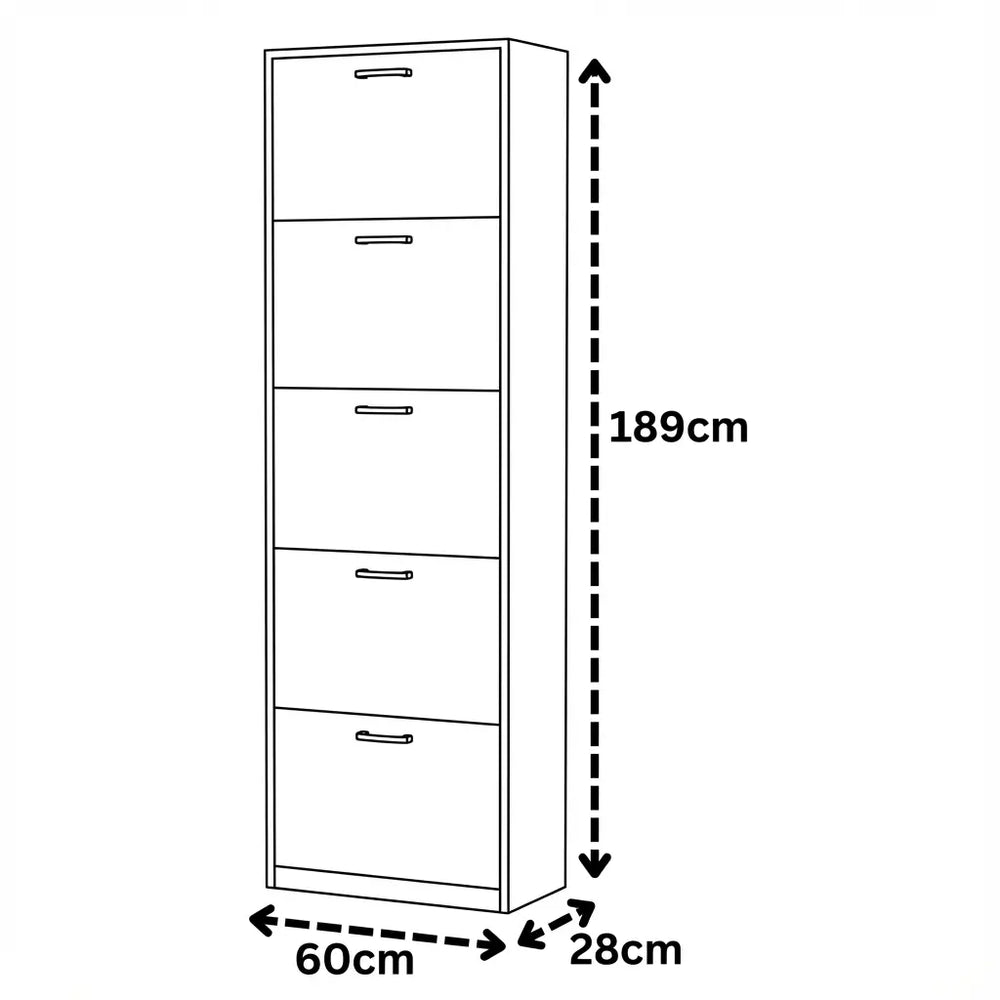 Lyon 5 Tier Shoe Cabinet Dimensions & Specs