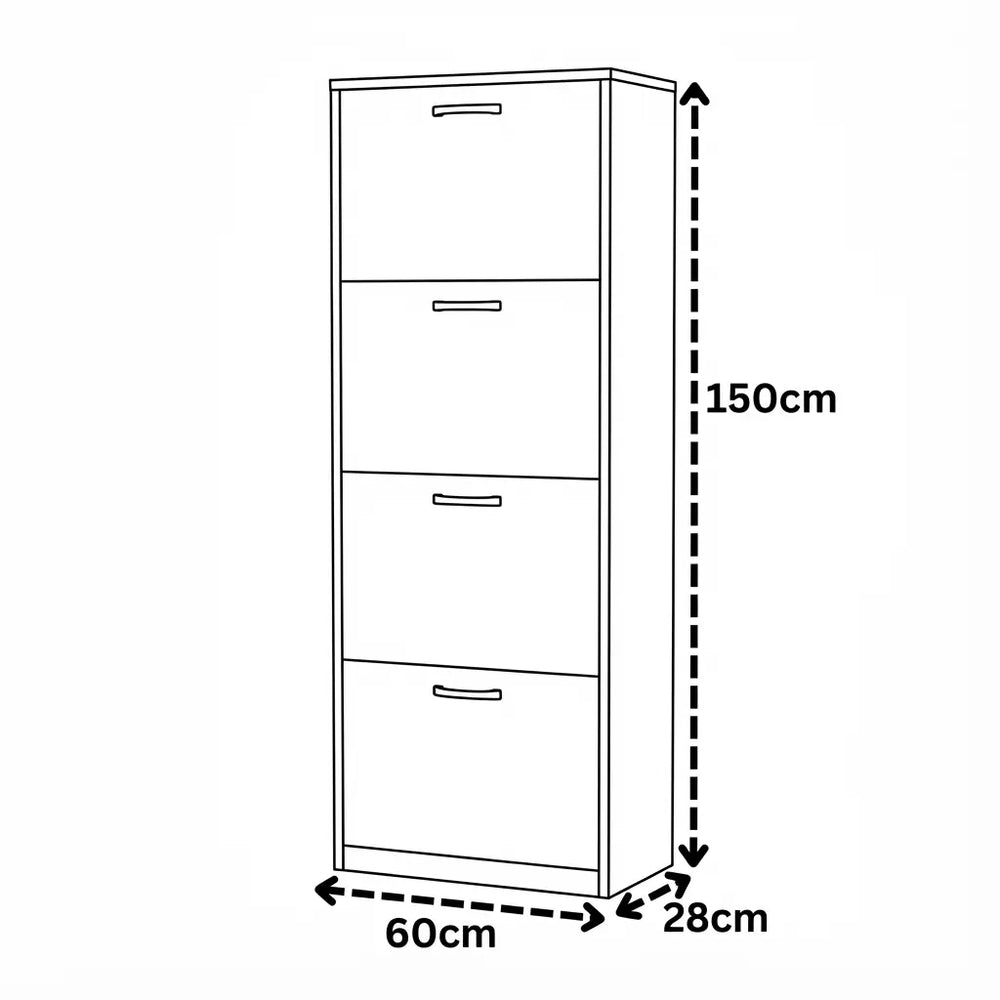 Lyon 4 Tier Shoe Cabinet Dimensions & Specs