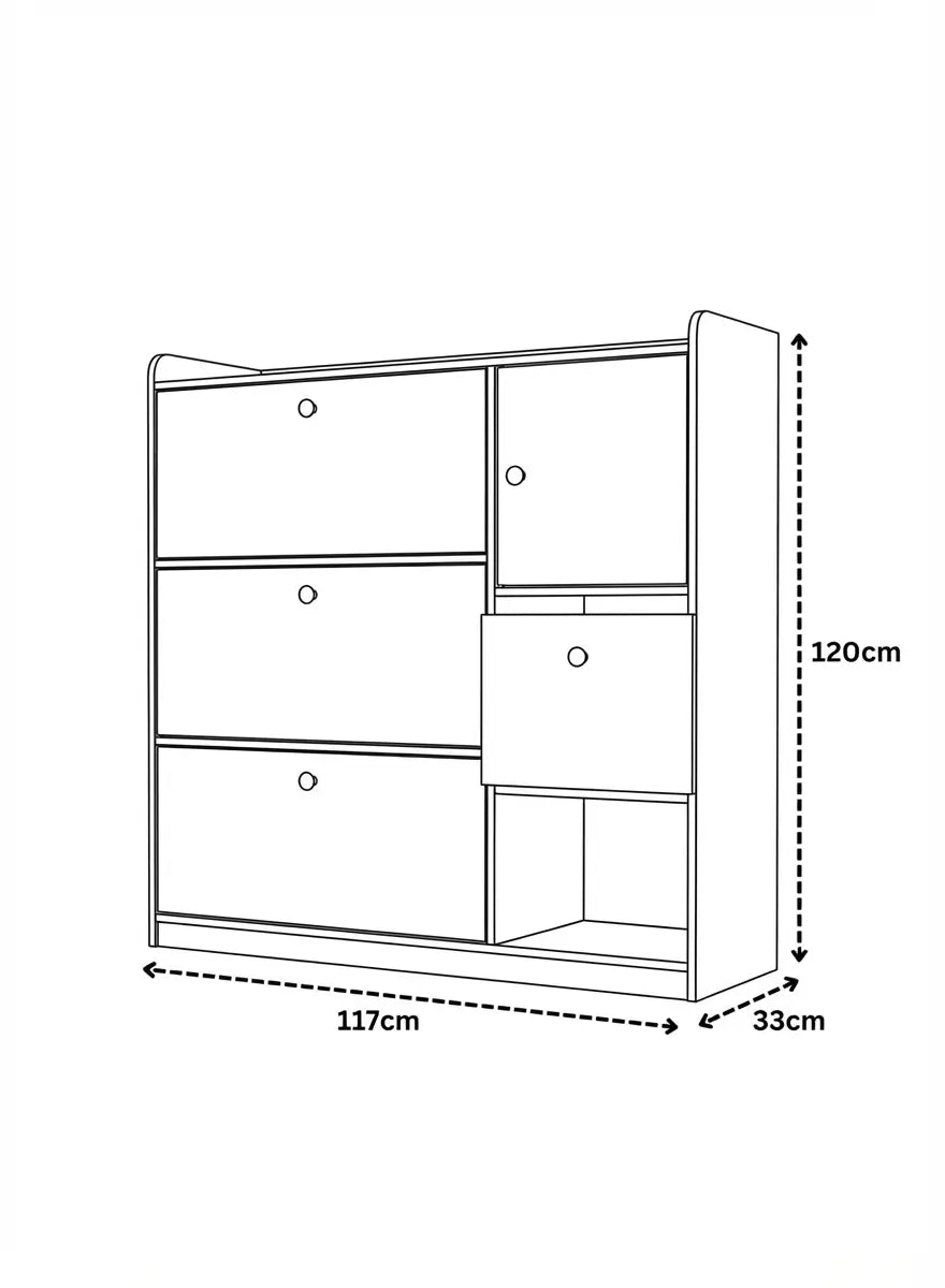 Dublin 3 Tier Shoe Cabinet Dimensions & Specs