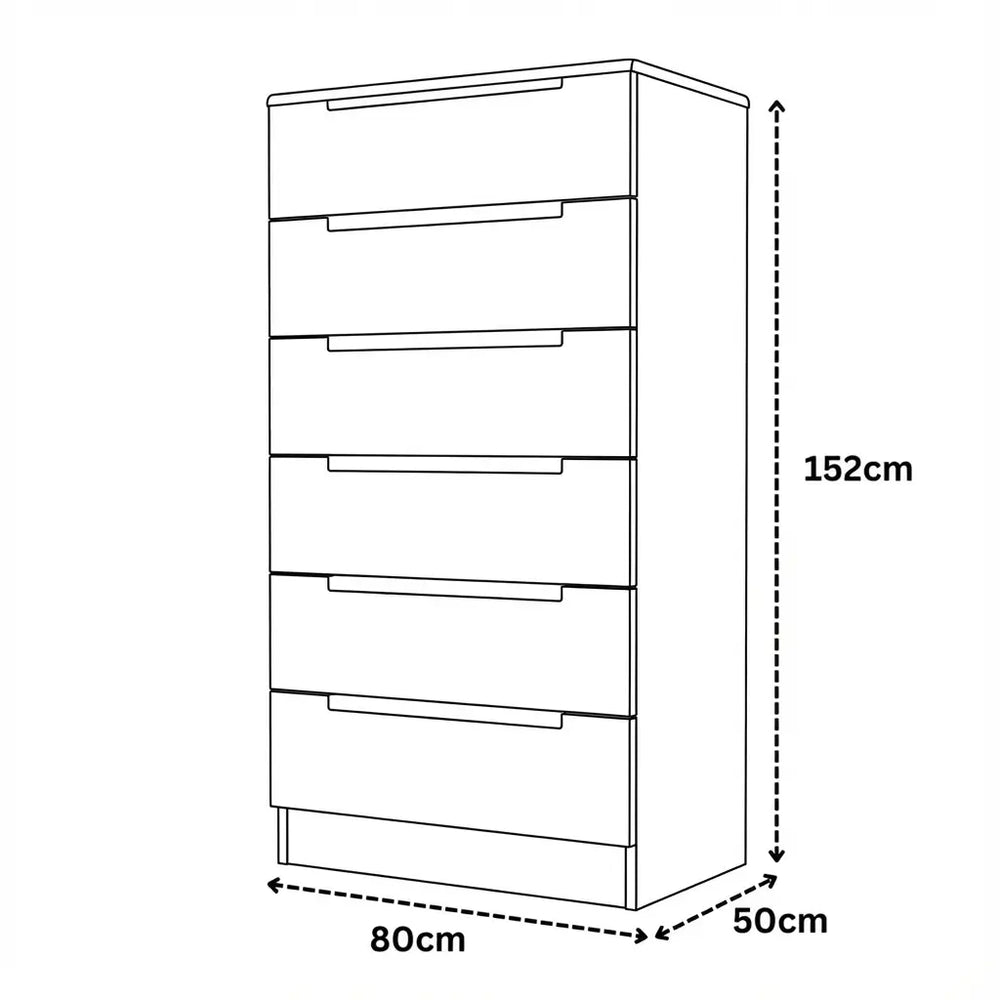 Amalfi 6 Drawers Chest Dimensions & Specs