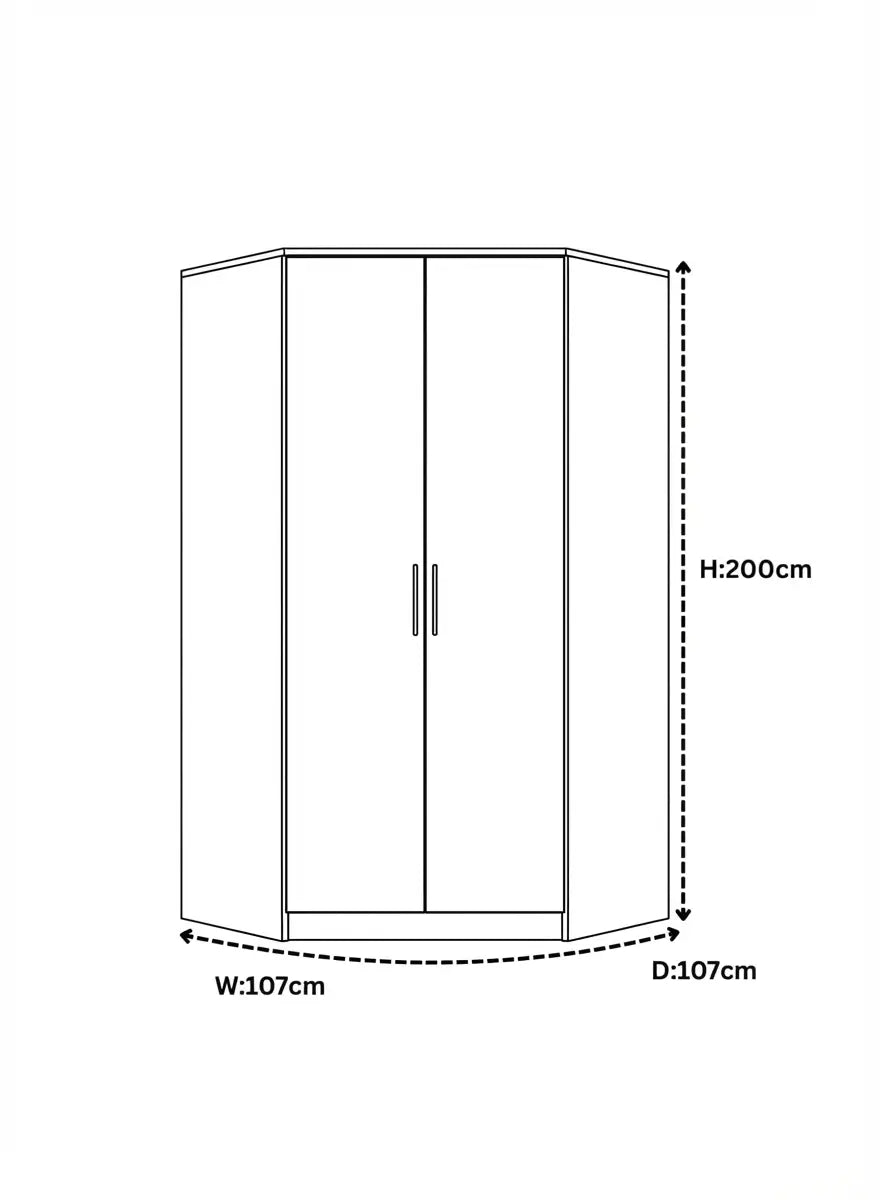 Verona Corner 2 Door Wardrobe Dimensions & Specs