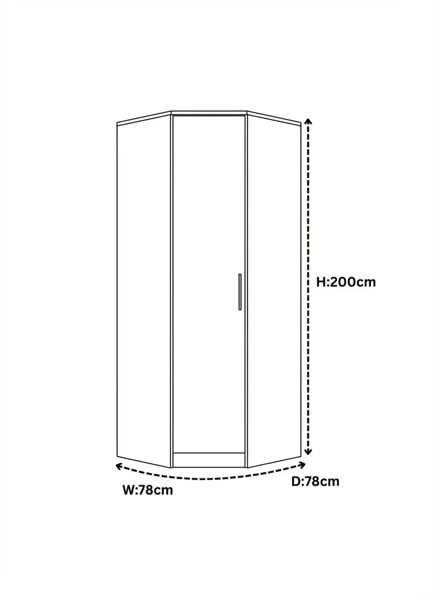 Verona 1 Door Corner Wardrobe Dimensions & Specs