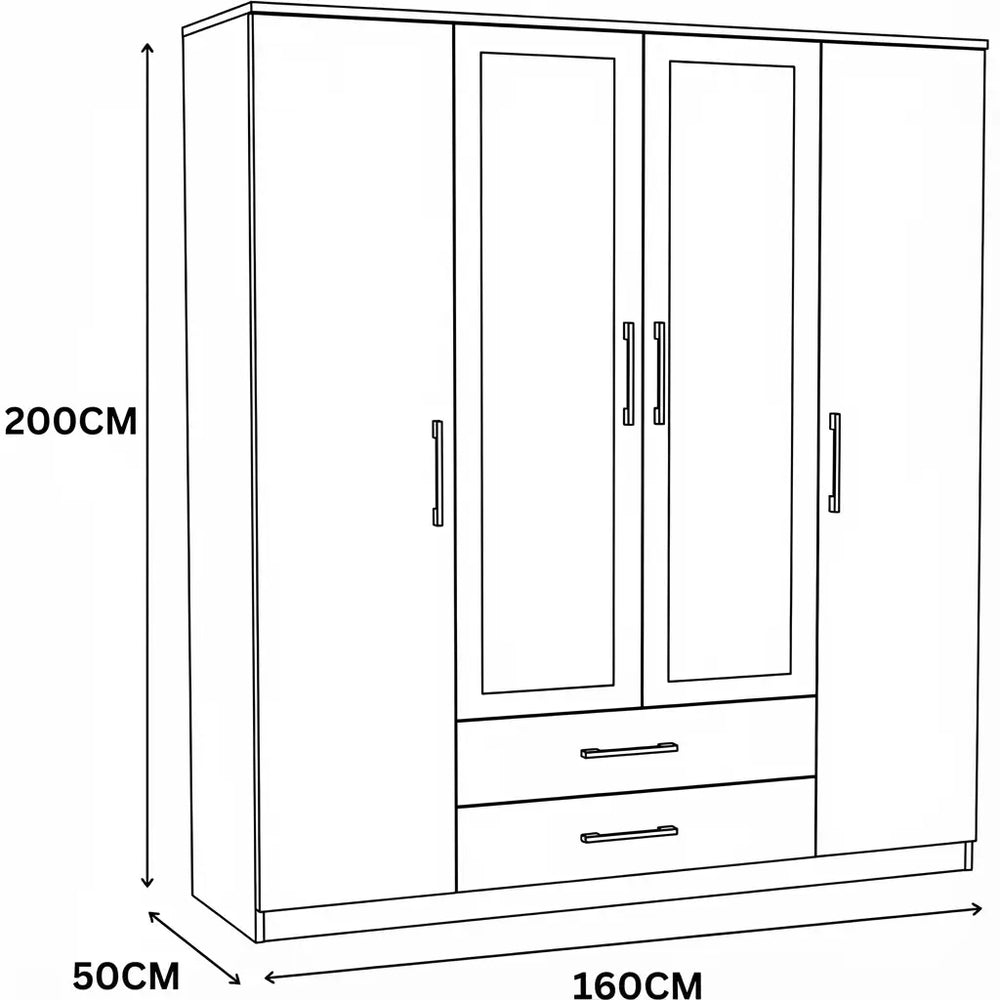 Verona 4 Door Wardrobe Dimensions & Specs