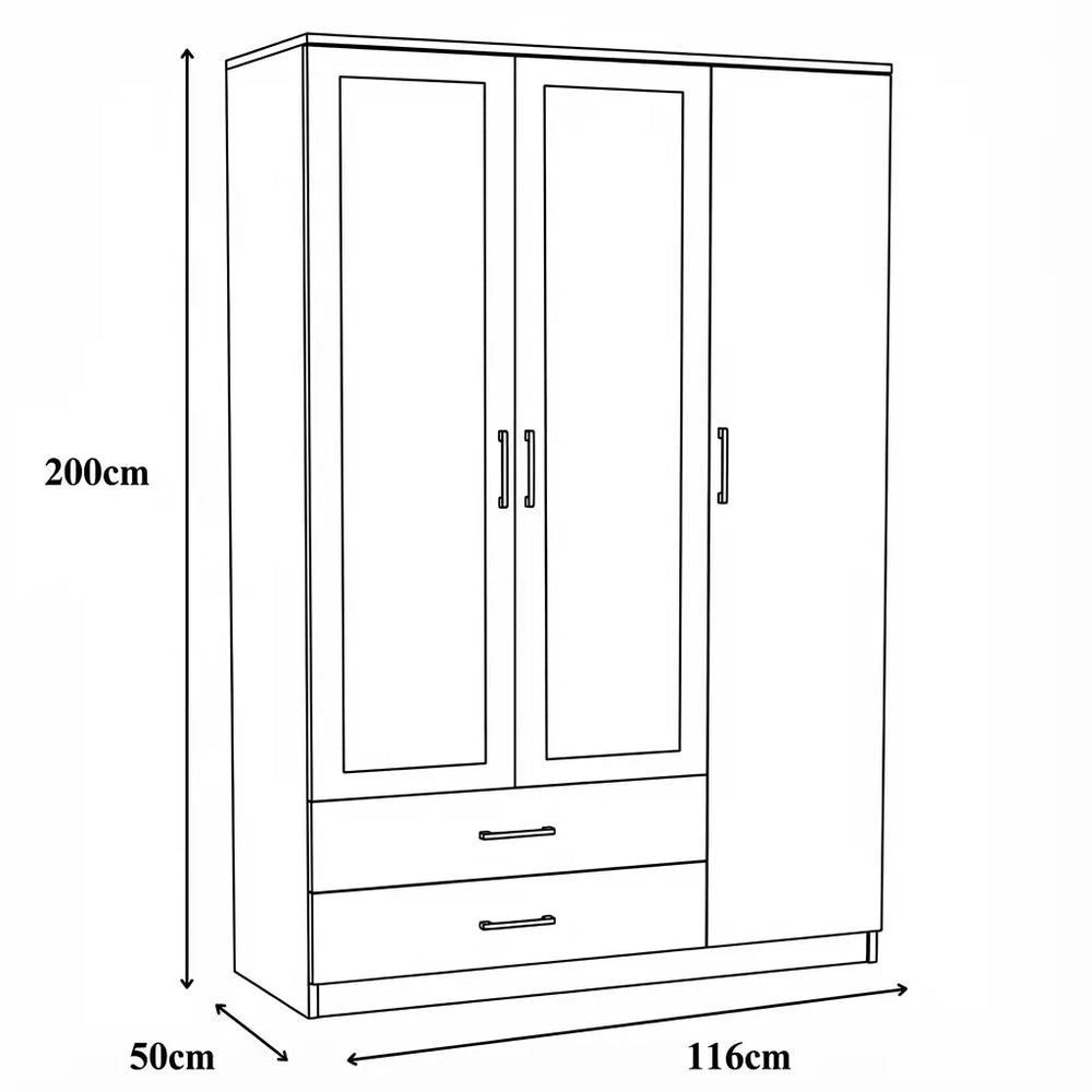 Verona 3 Door Wardrobe Dimensions & Specs
