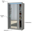 Porto 2 Doors Wardrobe | COLOR: Grey | SIZE: 125cm