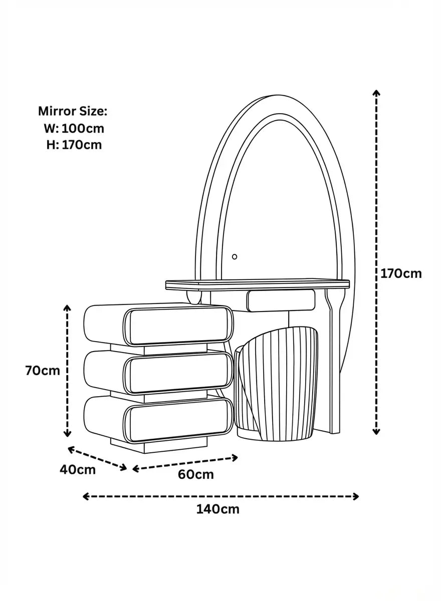 Chicago Dressing Table Dimensions & Specs
