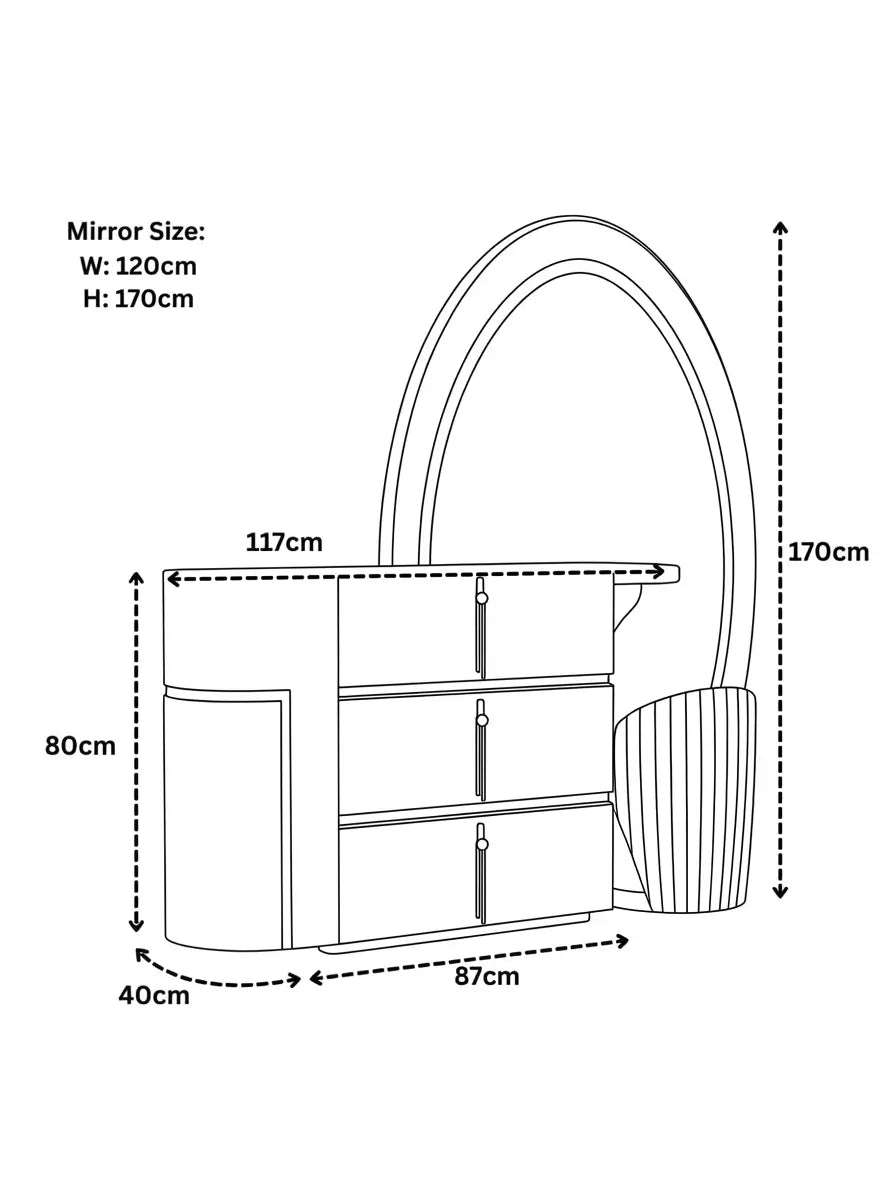 Basel Dressing Table Dimensions & Specs