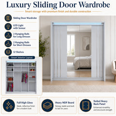 Porto 2 Doors Wardrobe | COLOR: Grey | SIZE: 125cm , 165cm