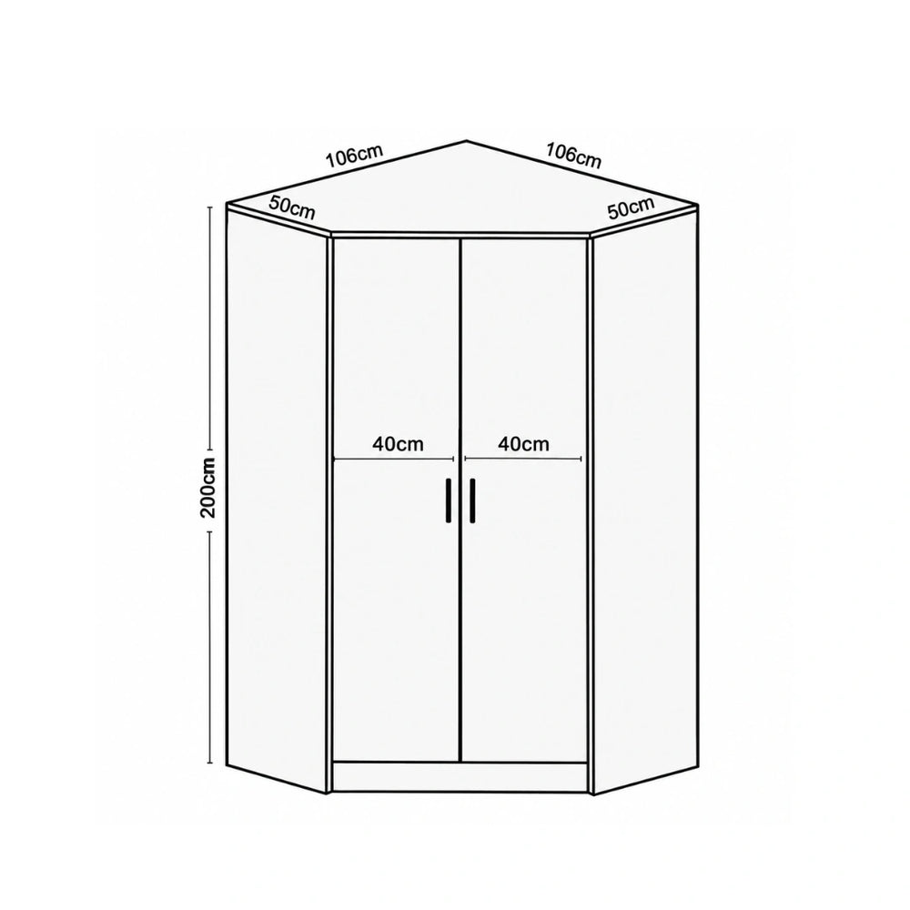 Verona Corner 2 Door Wardrobe Dimensions & Specs
