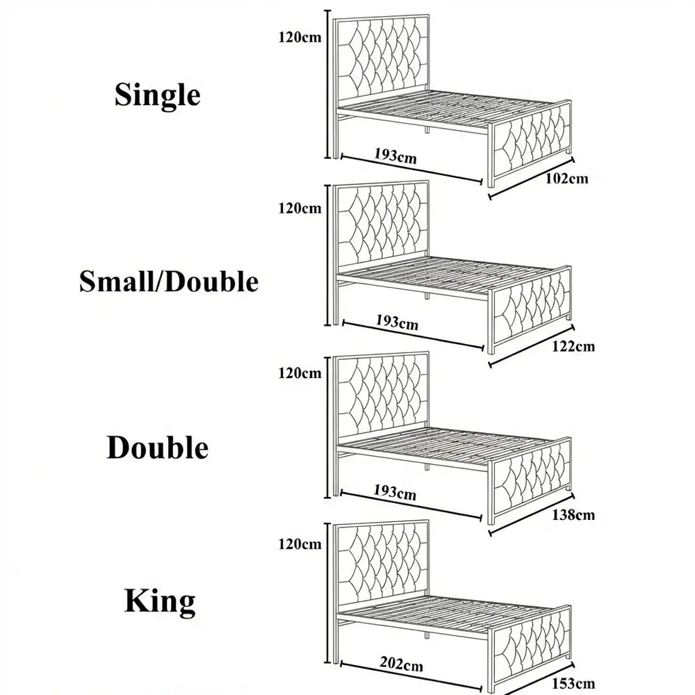 German Metal Bed Dimensions & Specs