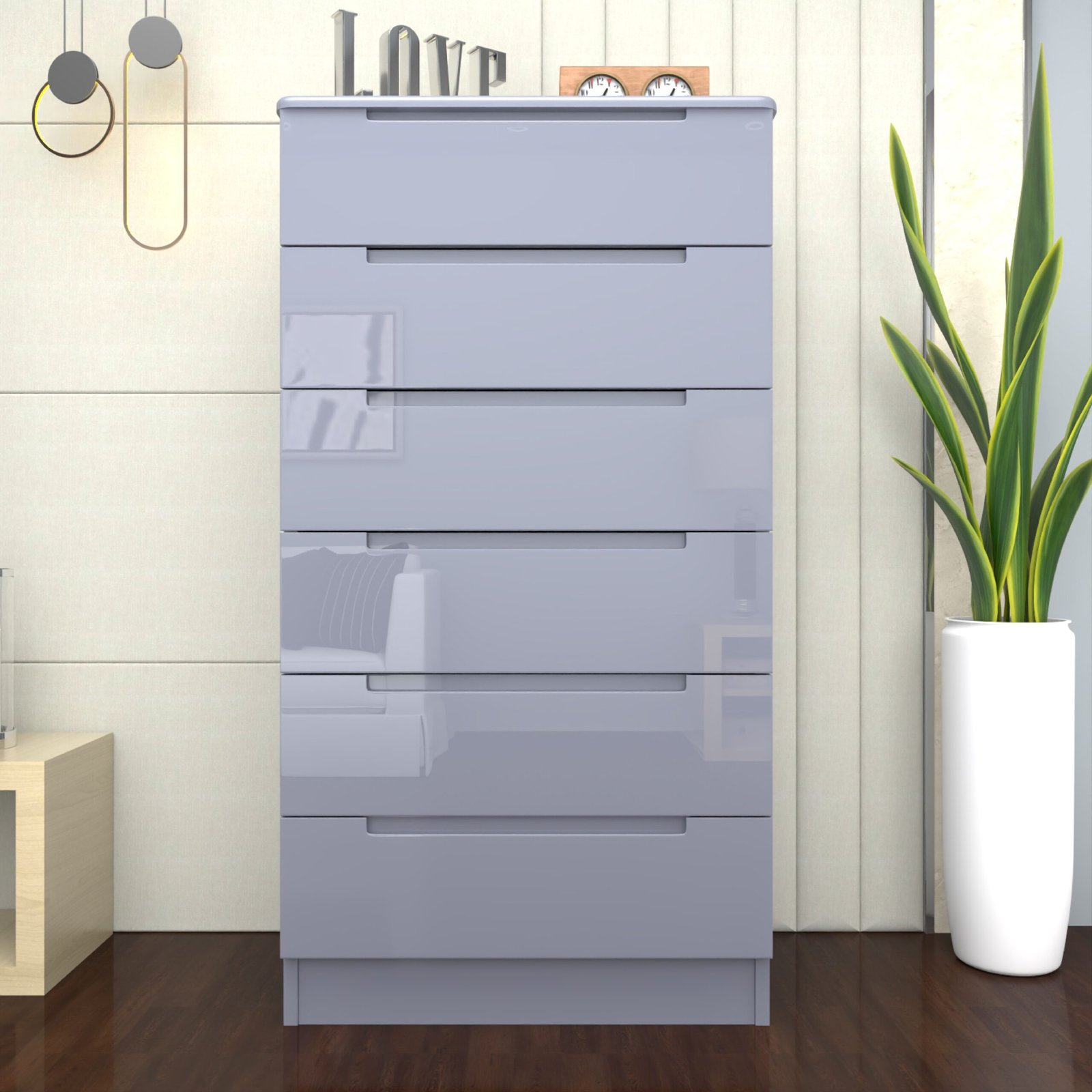 URBAN FURNISHING Modern 6-Deep Drawer Chest 50D x 80W x 152H